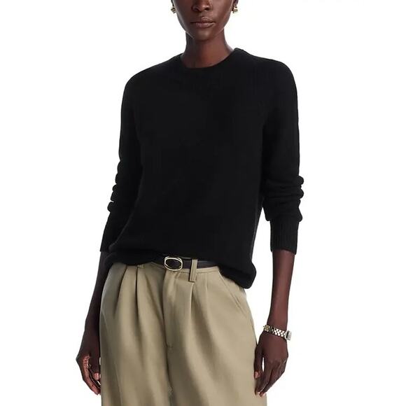 C by Bloomingdale's Women Black Cashmere Knit Classic Crewneck Sweater Size XS - Picture 1 of 6